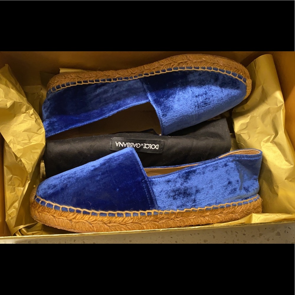 Dolce & Gabbana Blue Velvet Espadrilles